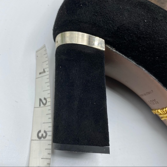 Prada Sz 10 1/2 Black Suede Captoe Silver Logo on Heel - Picture 10 of 10